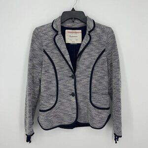 Anthropologie Cartonnier Grey Black Trim Blazer Jacket